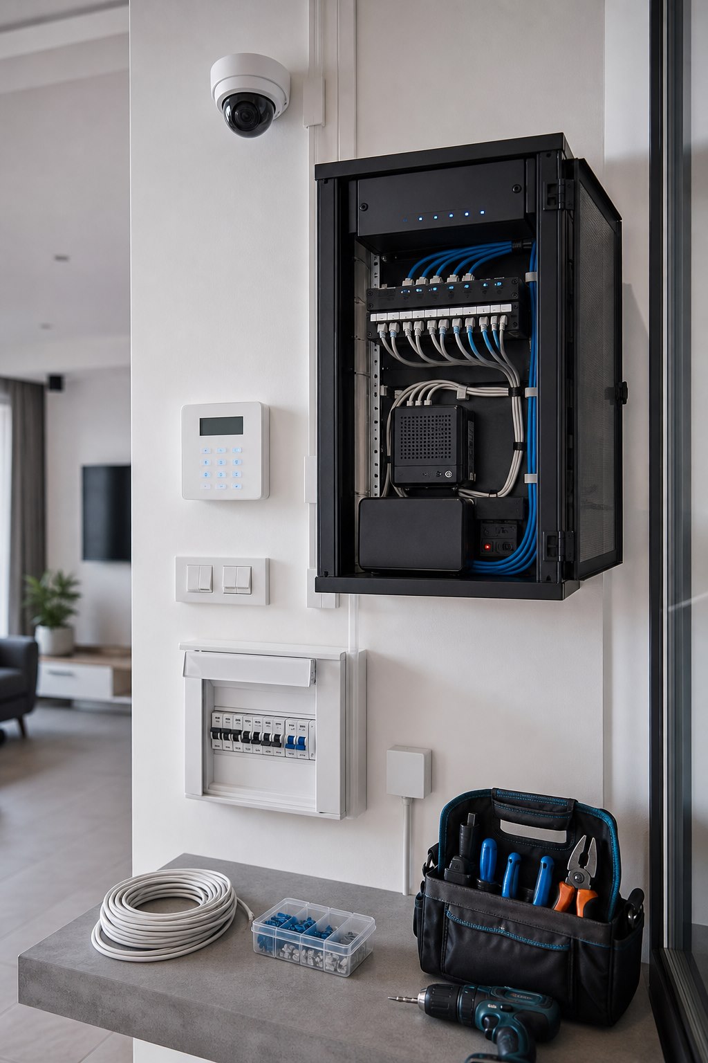 Uredno izvedene elektro instalacije, mreža, alarm i video nadzor